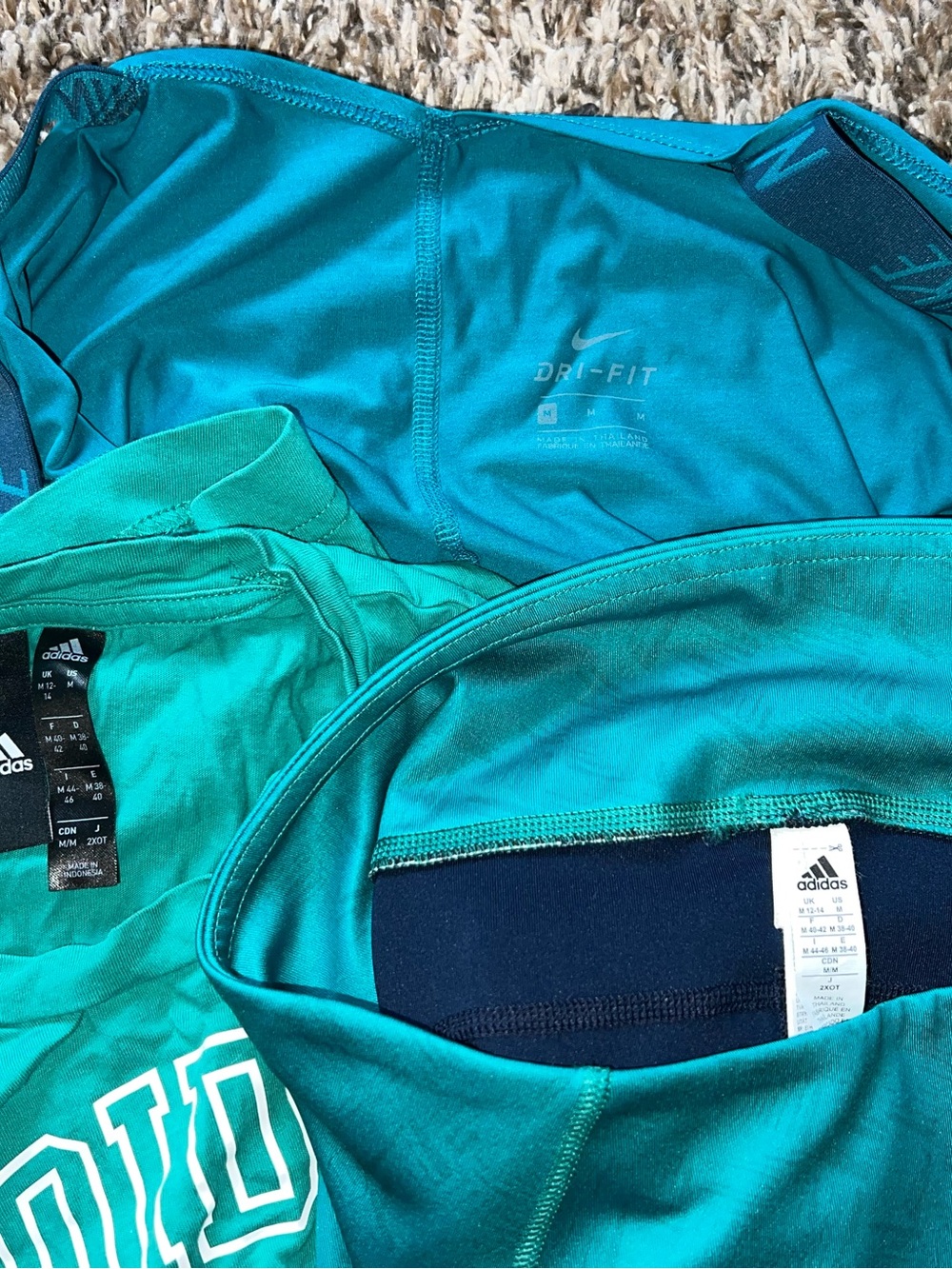ADIDAS NIKE LOT MINT/blue/green/teal/drifit/ tank tops/leggings Medium 12/14